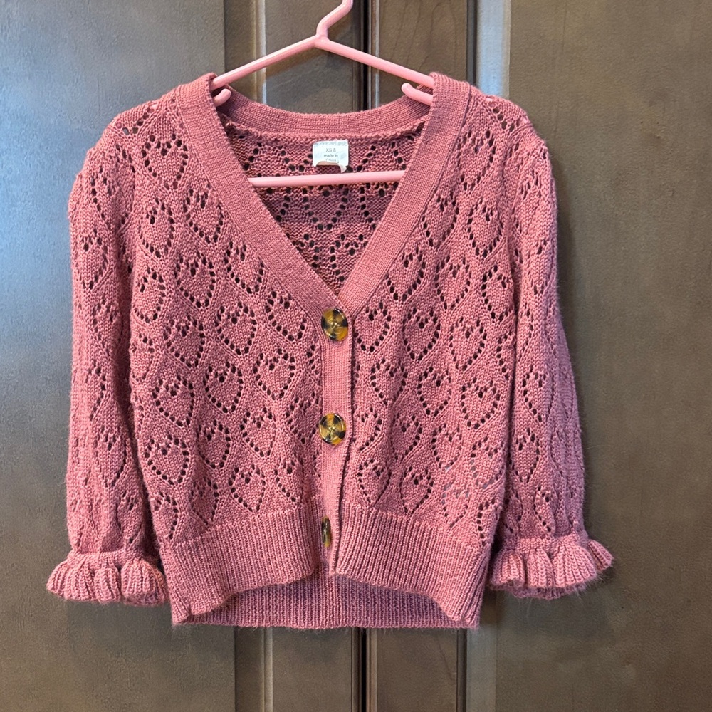Evsie Charming Dusty Rose Knit Cardigan for Kids
